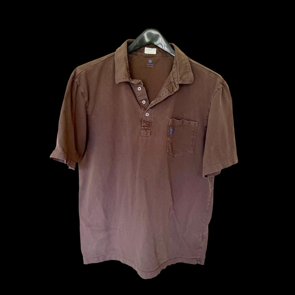 Johnnie-O XL Brown Short Sleeve Cotton Polo Shirt Surfer Logo Pocket XL
